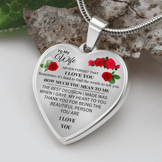 To My Wife | Heart Rose Pendant